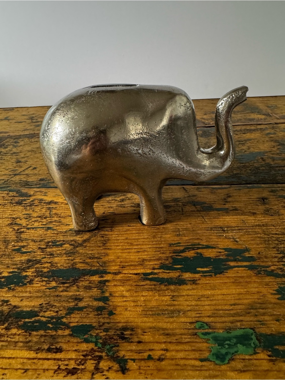 Metallic Elephant Figurine Bank - Silver Tone